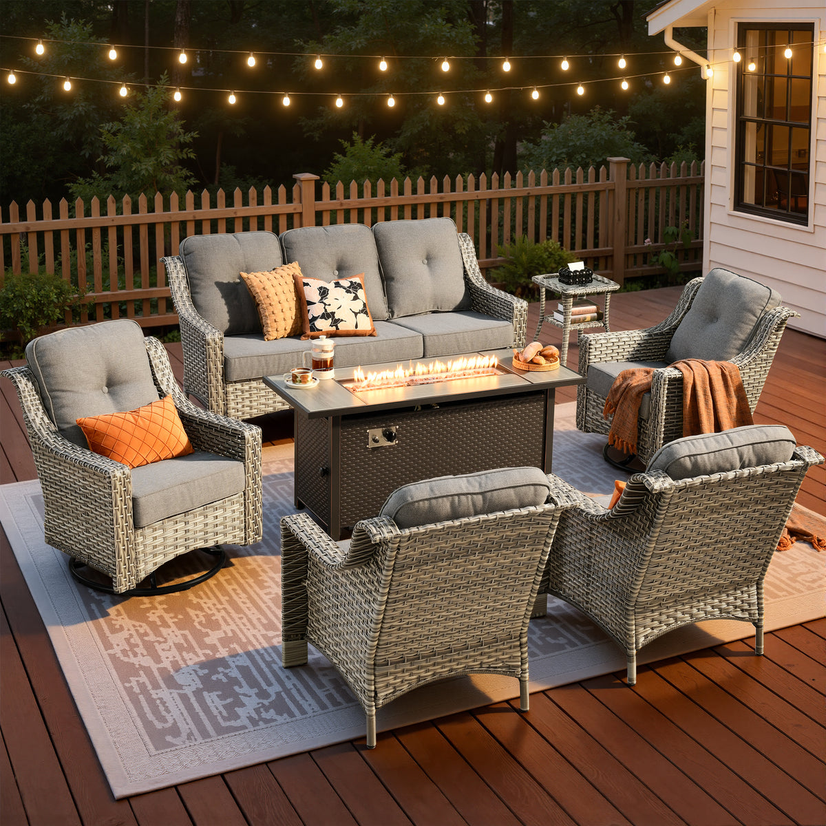 Vcatnet 4 Pieces Patio Outdoor Conversation Set High Back Wicker Rattan Furniture Outdoor Sectionals with Coffee Table