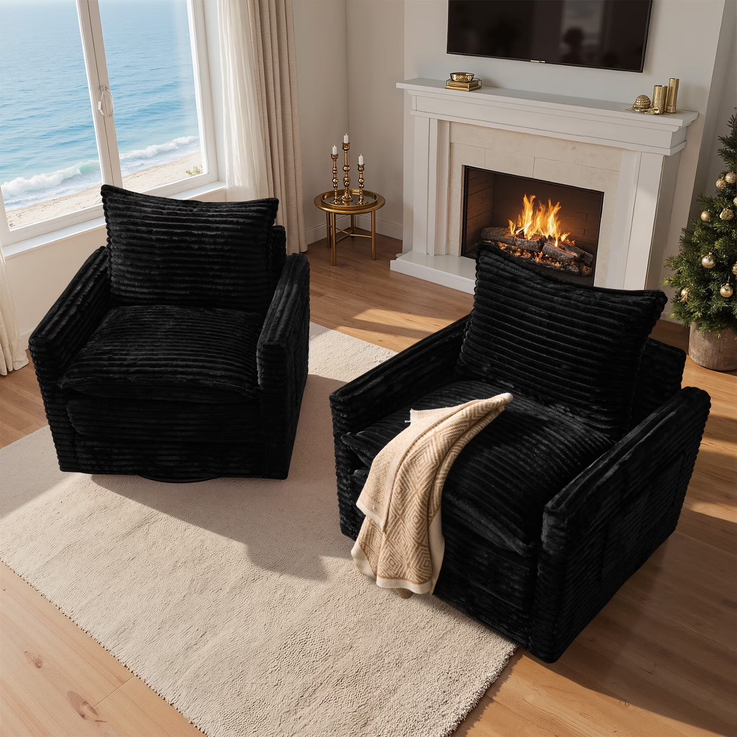 Vcatnet 130.7" Modular Sectional Sofa Couch Corduroy L Shaped Oversized Modern Minimalist Couch with Deep Seat and Ottoman for Living Room