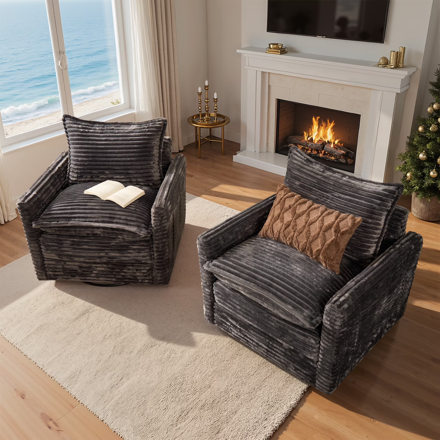 Vcatnet 130.7" Modular Sectional Sofa Couch Corduroy L Shaped Oversized Modern Minimalist Couch with Deep Seat and Ottoman for Living Room