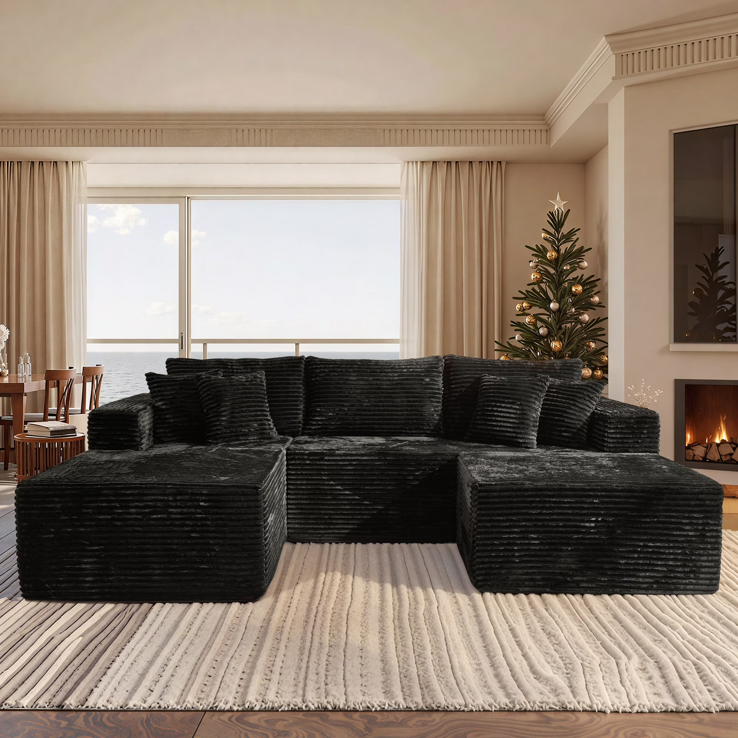 Vcatnet 106" Modular Sectional Sofa Couch Plush Corduroy Cloud Couch L Shaped Modern Minimalist Couch with Chaise for Living Room