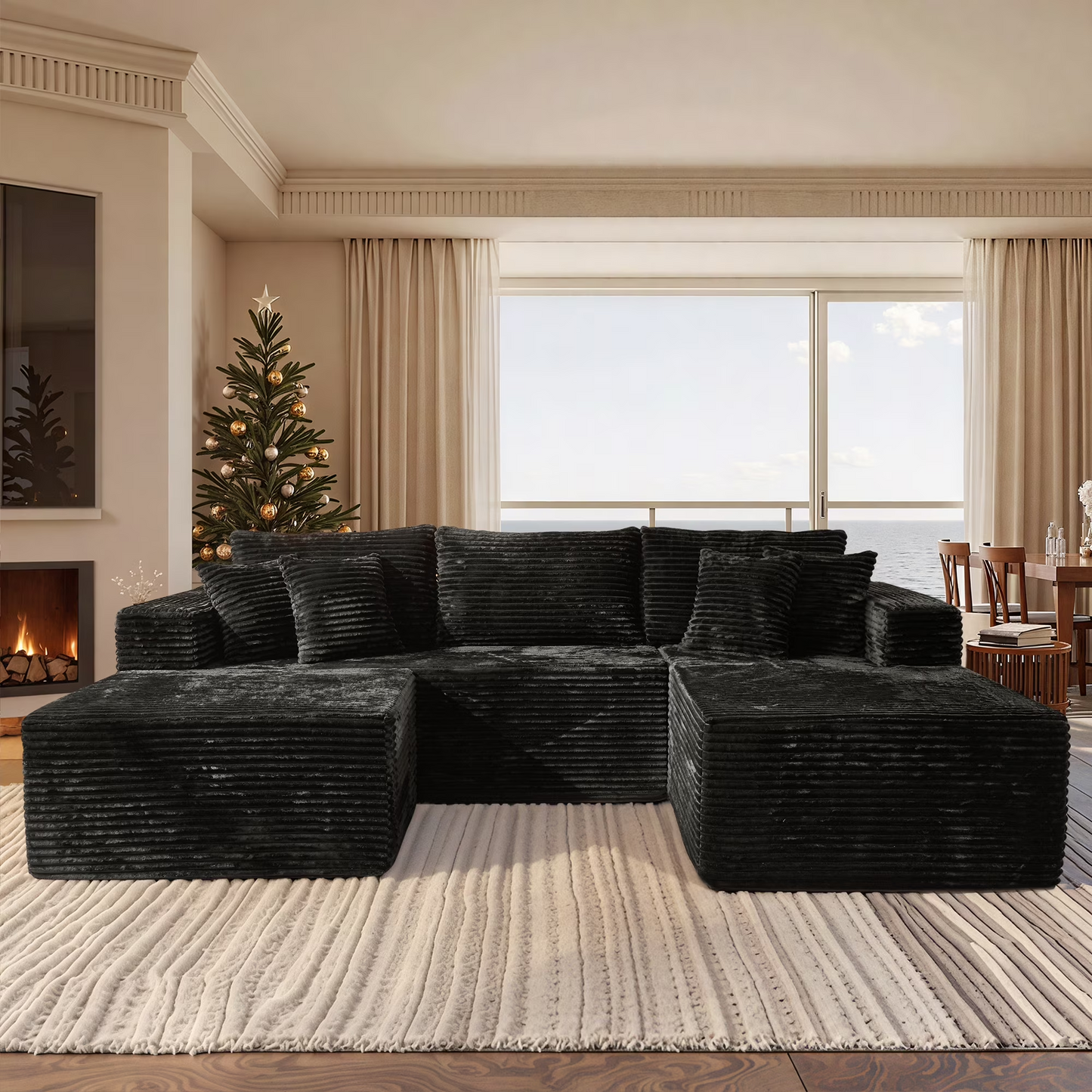 Vcatnet 106" Modular Sectional Sofa Couch Plush Corduroy Cloud Couch L Shaped Modern Minimalist Couch with Chaise for Living Room