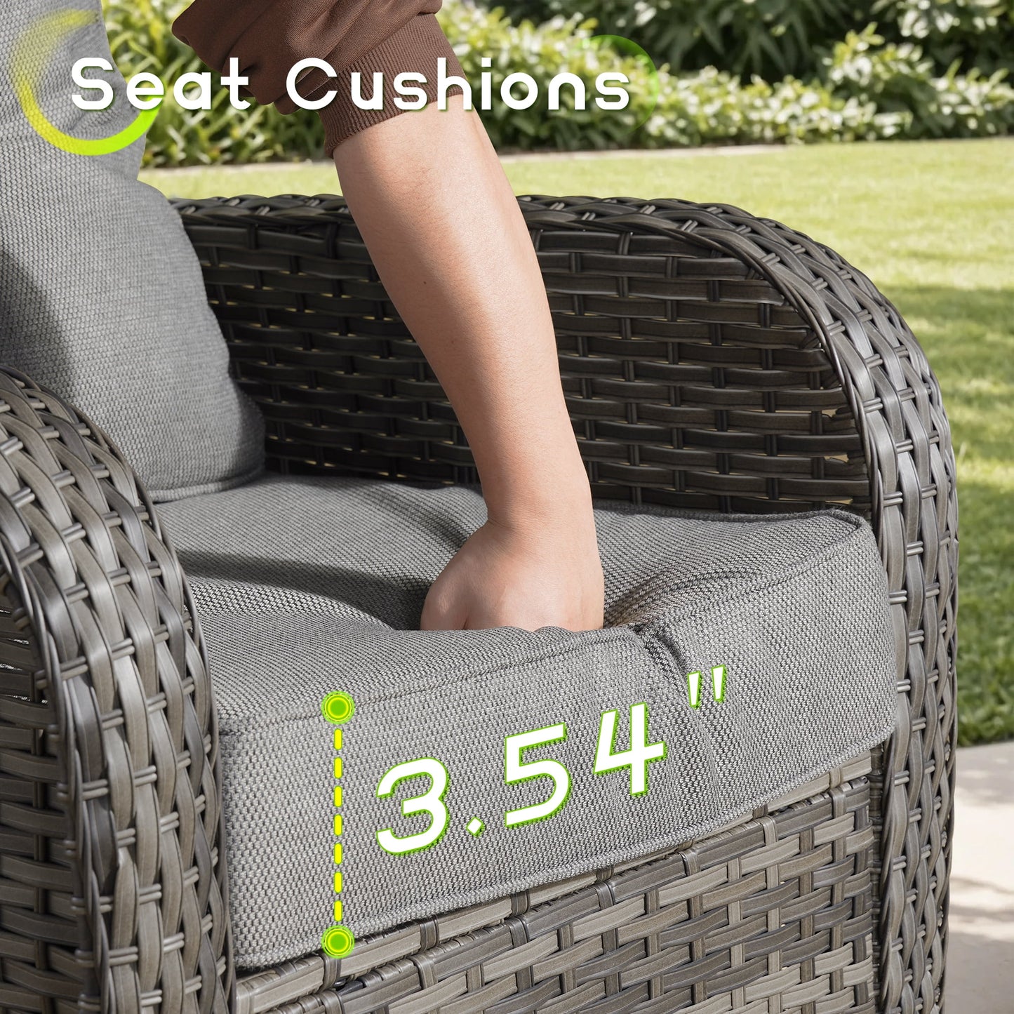 Vcatnet 5 Pieces Patio Furniture with Swivel Chairs, High Back Outdoor Conversation Set, All-Weather Wicker Sectional Furniture Set