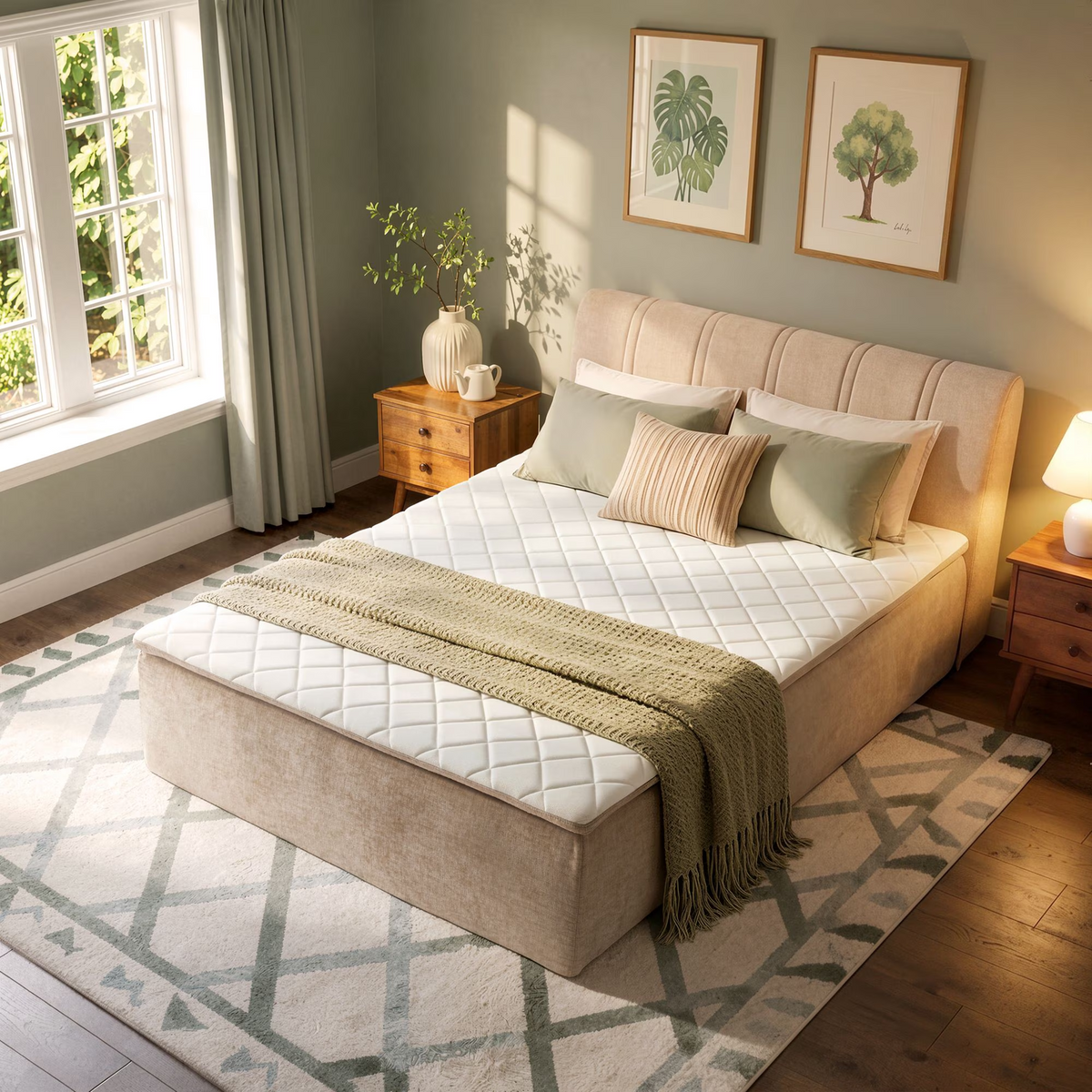 Vcatnet 16.7" Twin Size Boneless Bed with Mattress and Frame, 2-in-1 Chenille Platform Cloud Bed, No Assembly Bed and Mattress for Bedroom and Apartment
