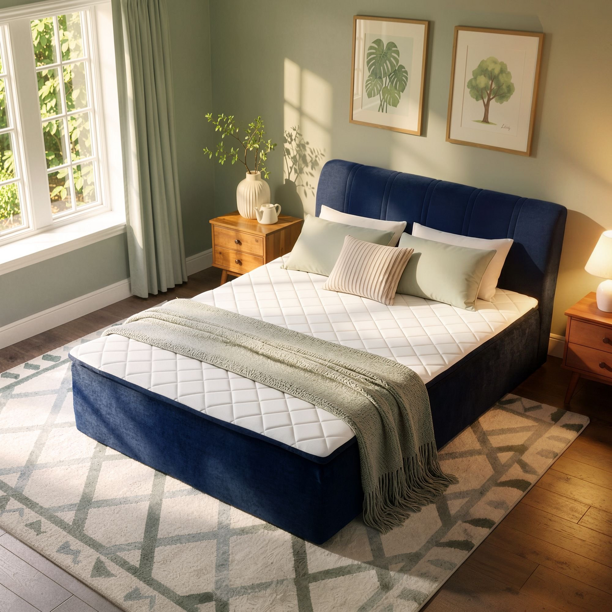 Vcatnet 16.7" Twin Size Boneless Bed with Mattress and Frame, 2-in-1 Chenille Platform Cloud Bed, No Assembly Bed and Mattress for Bedroom and Apartment