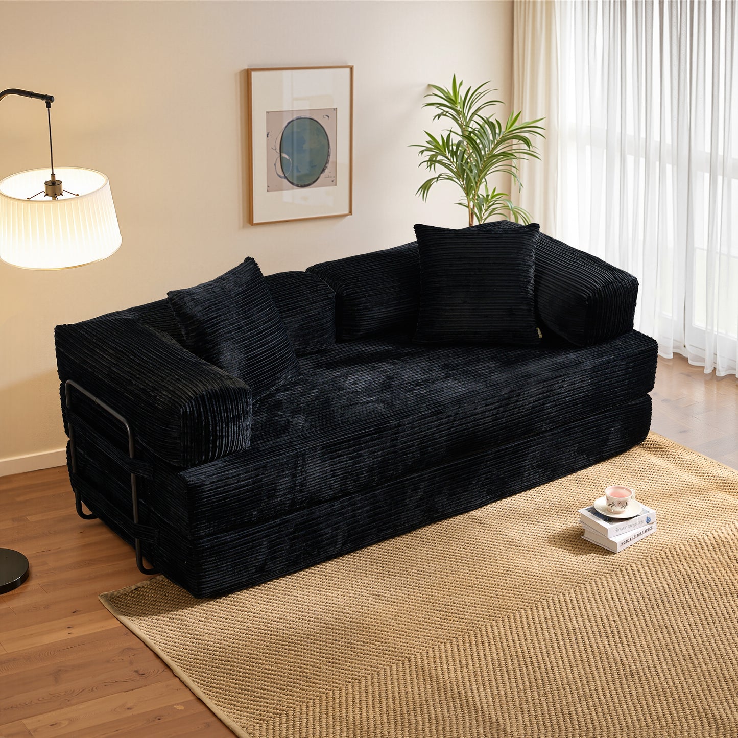 Vcatnet 80.5"x70.8" Convertible Sleeper Sofa Bed Corduroy Modular Cloud Couch Floor Sofa Foldable Lounge Couch for Living Room, Bedroom