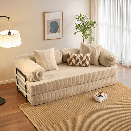 Vcatnet 80.5"x70.8" Convertible Sleeper Sofa Bed Corduroy Modular Cloud Couch Floor Sofa Foldable Lounge Couch for Living Room, Bedroom
