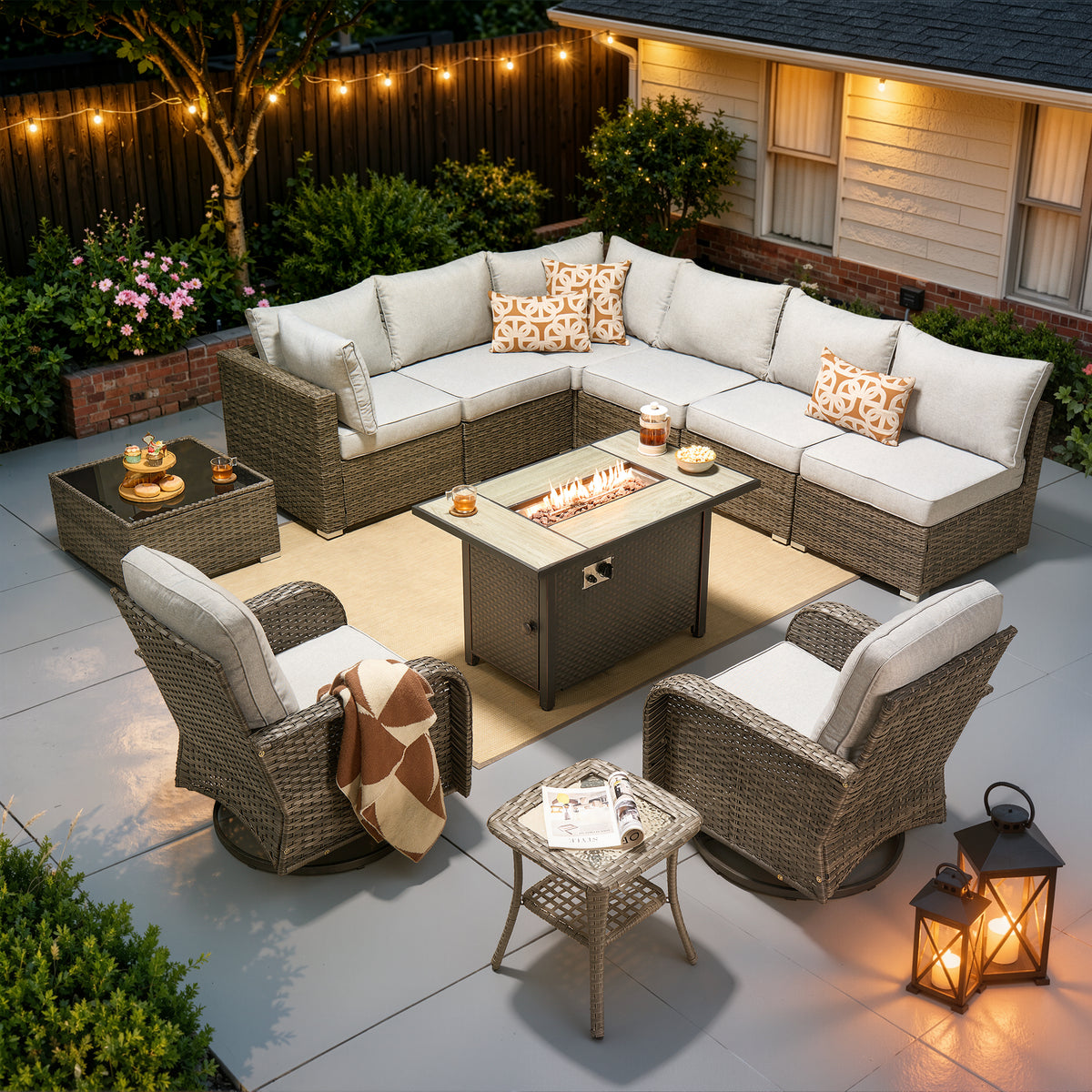 Vcatnet 7 Pieces Patio Furniture Outdoor Wicker Sectional Sofa Conversation Set for Outside with Coffee Table