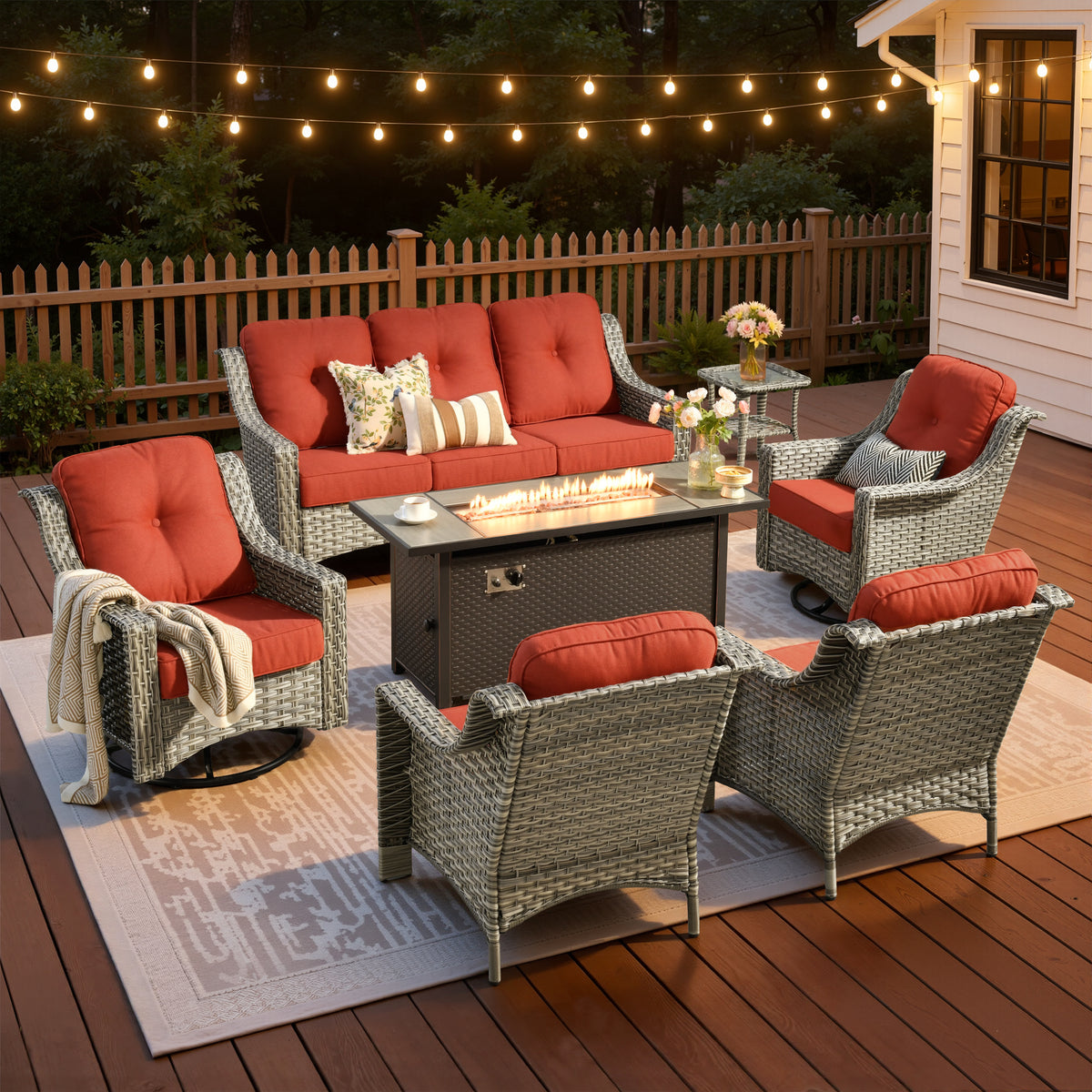 Vcatnet 4 Pieces Patio Outdoor Conversation Set High Back Wicker Rattan Furniture Outdoor Sectionals with Coffee Table