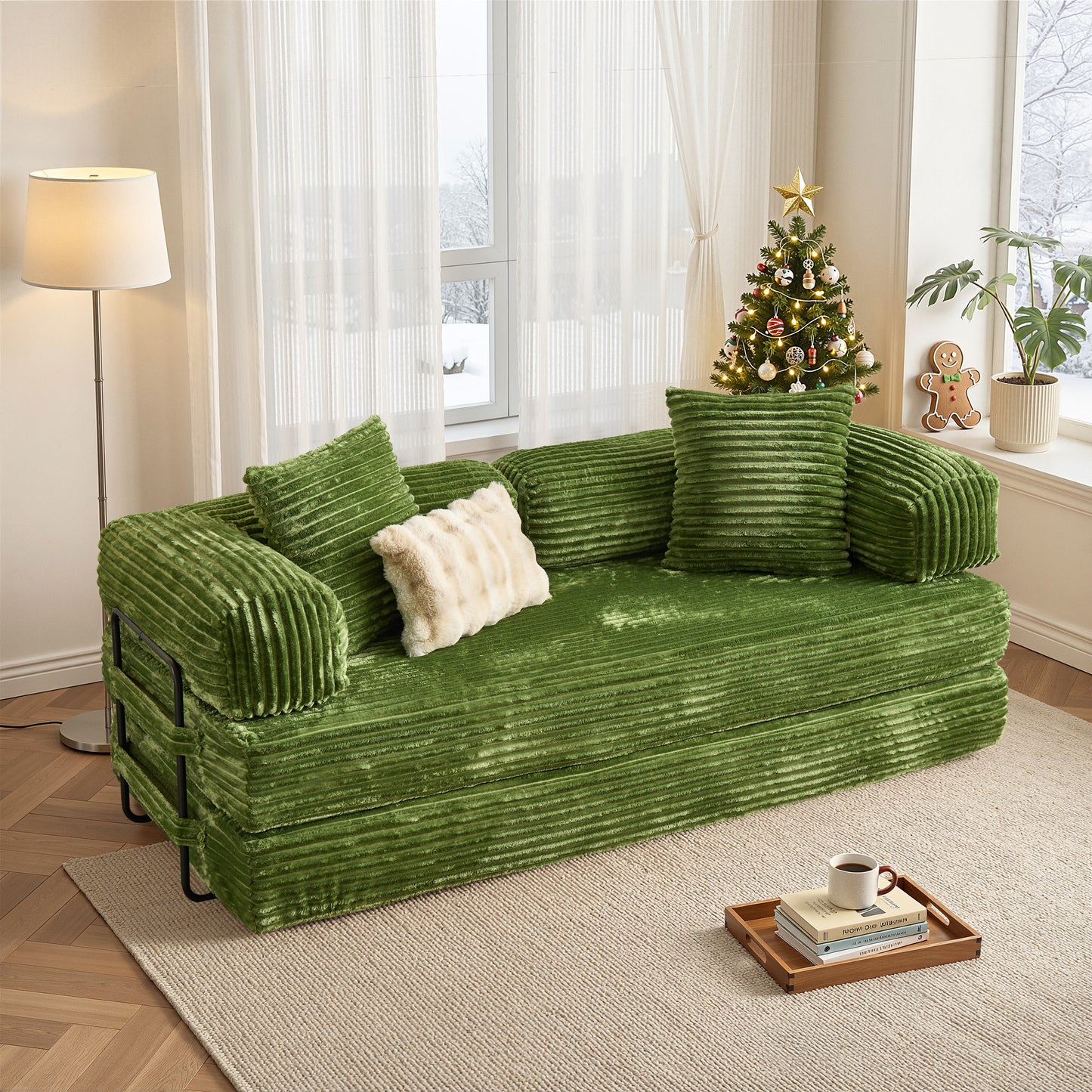 Vcatnet 80.5"x70.8" Convertible Sleeper Sofa Bed Corduroy Modular Cloud Couch Floor Sofa Foldable Lounge Couch for Living Room, Bedroom