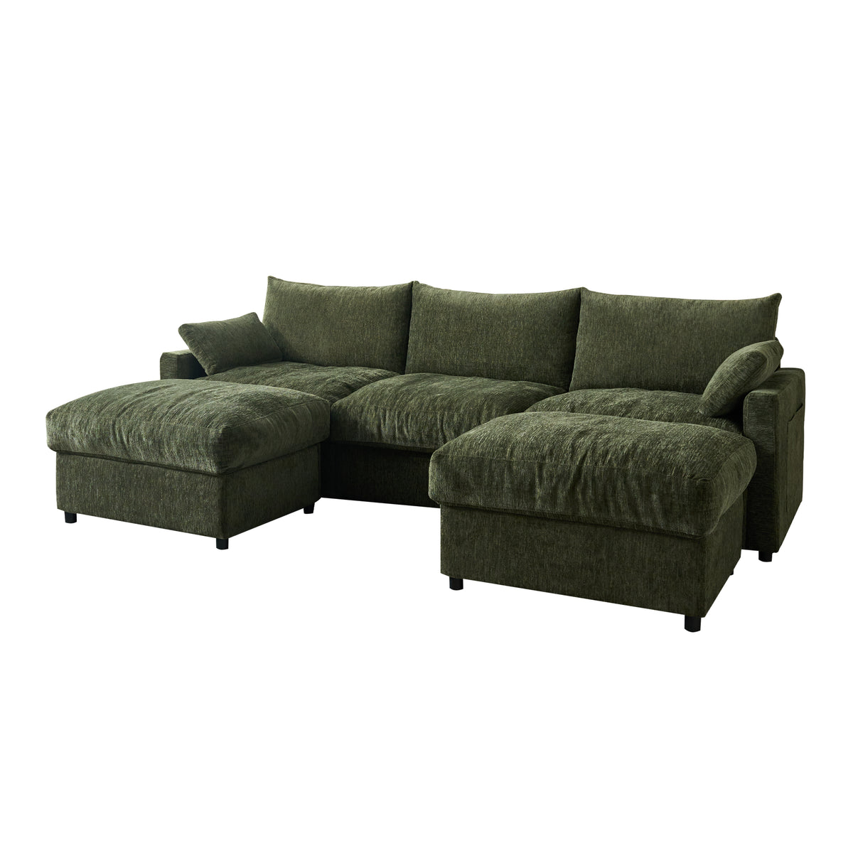 Vcatnet 110.6" Modular Sectional Sofa L Shaped Comfy Couch Oversized Modern Minimalist Couch with 2 Ottomans for Living Room Furniture, Chenille