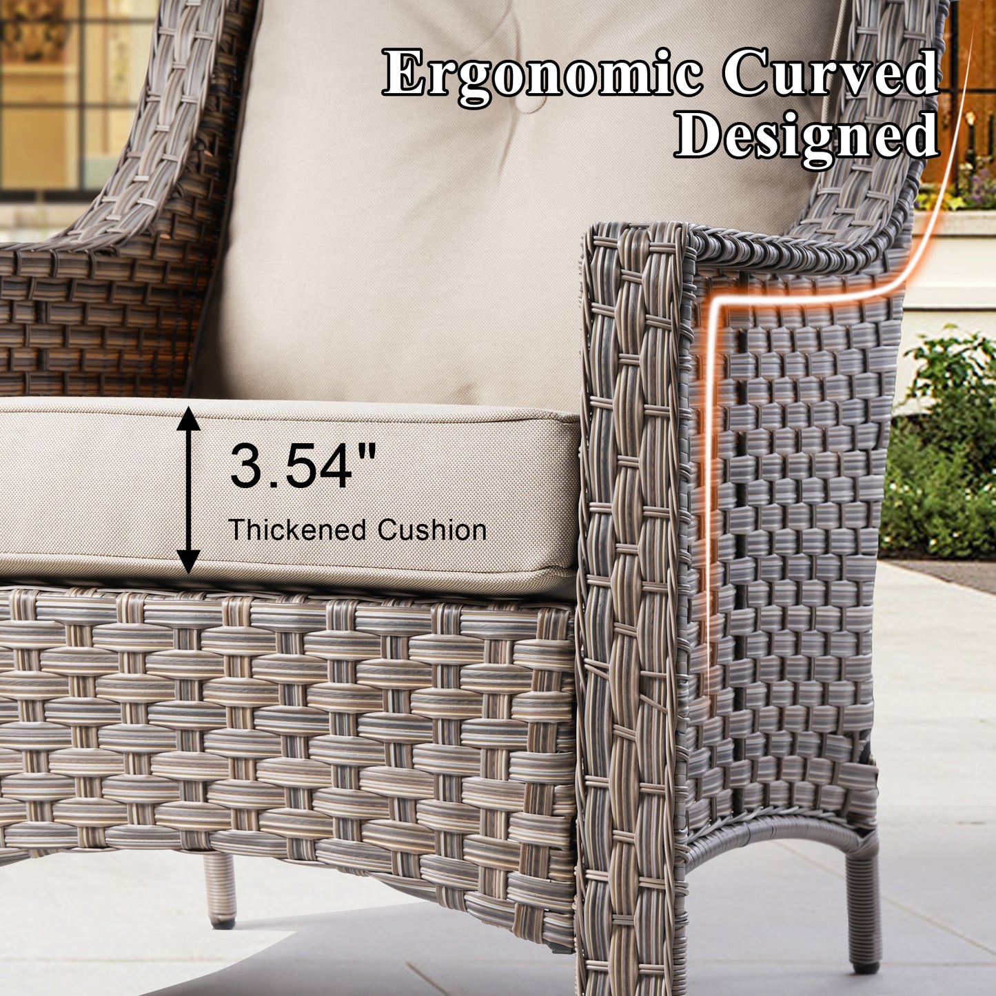 Vcatnet 5 Pieces Conversation Set Outdoor Patio Furniture PE Wicker High-Back with Glider Chairs,Beige