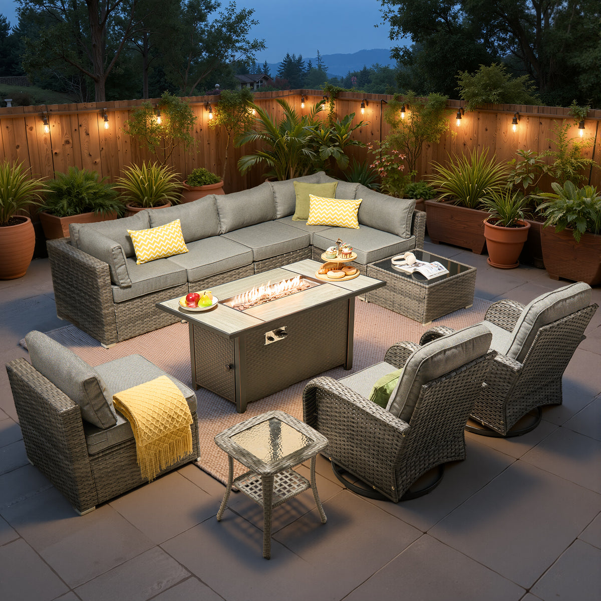 Vcatnet 7 Pieces Patio Furniture Outdoor Wicker Sectional Sofa Conversation Set for Outside with Coffee Table