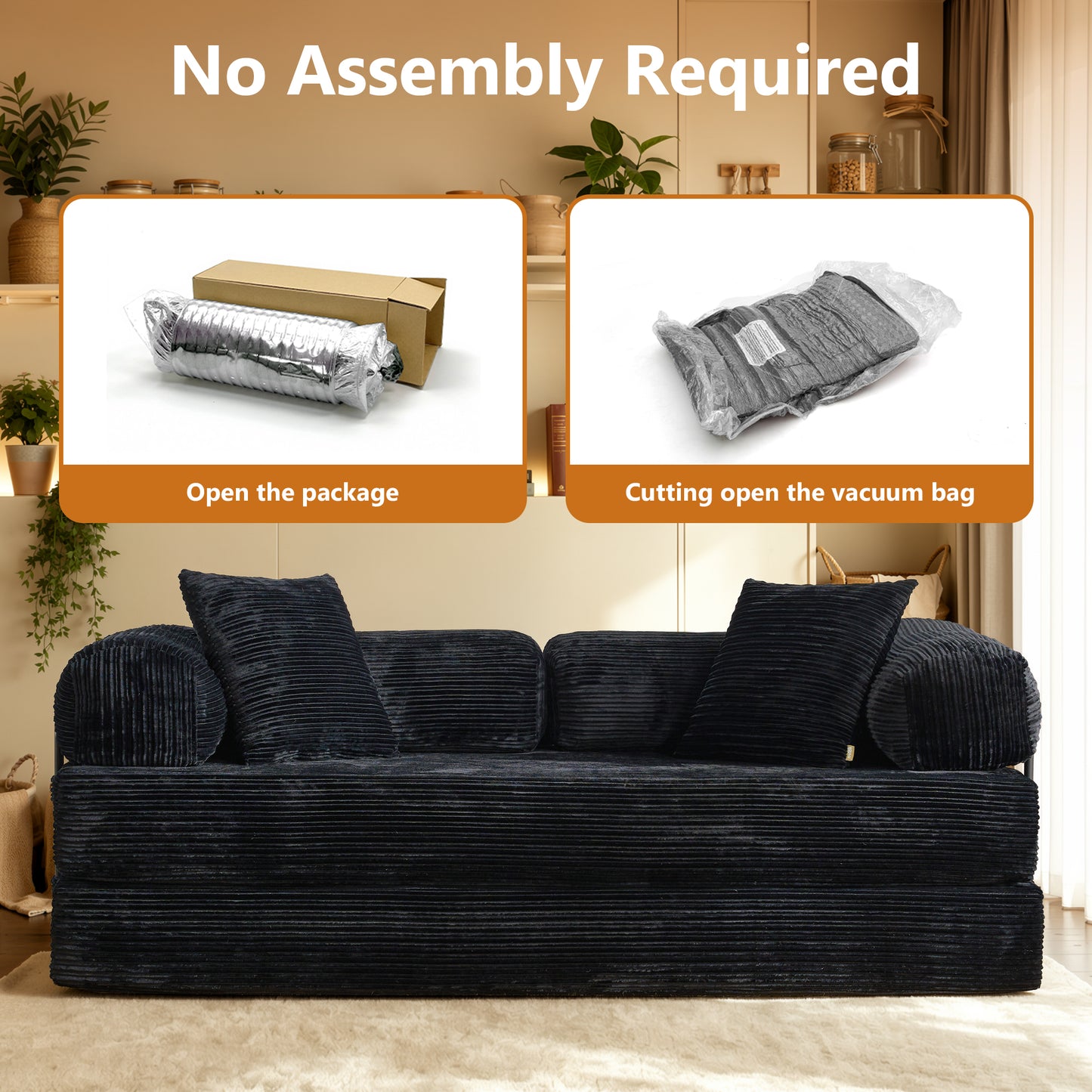 Vcatnet 80.5"x70.8" Convertible Sleeper Sofa Bed Corduroy Modular Cloud Couch Floor Sofa Foldable Lounge Couch for Living Room, Bedroom