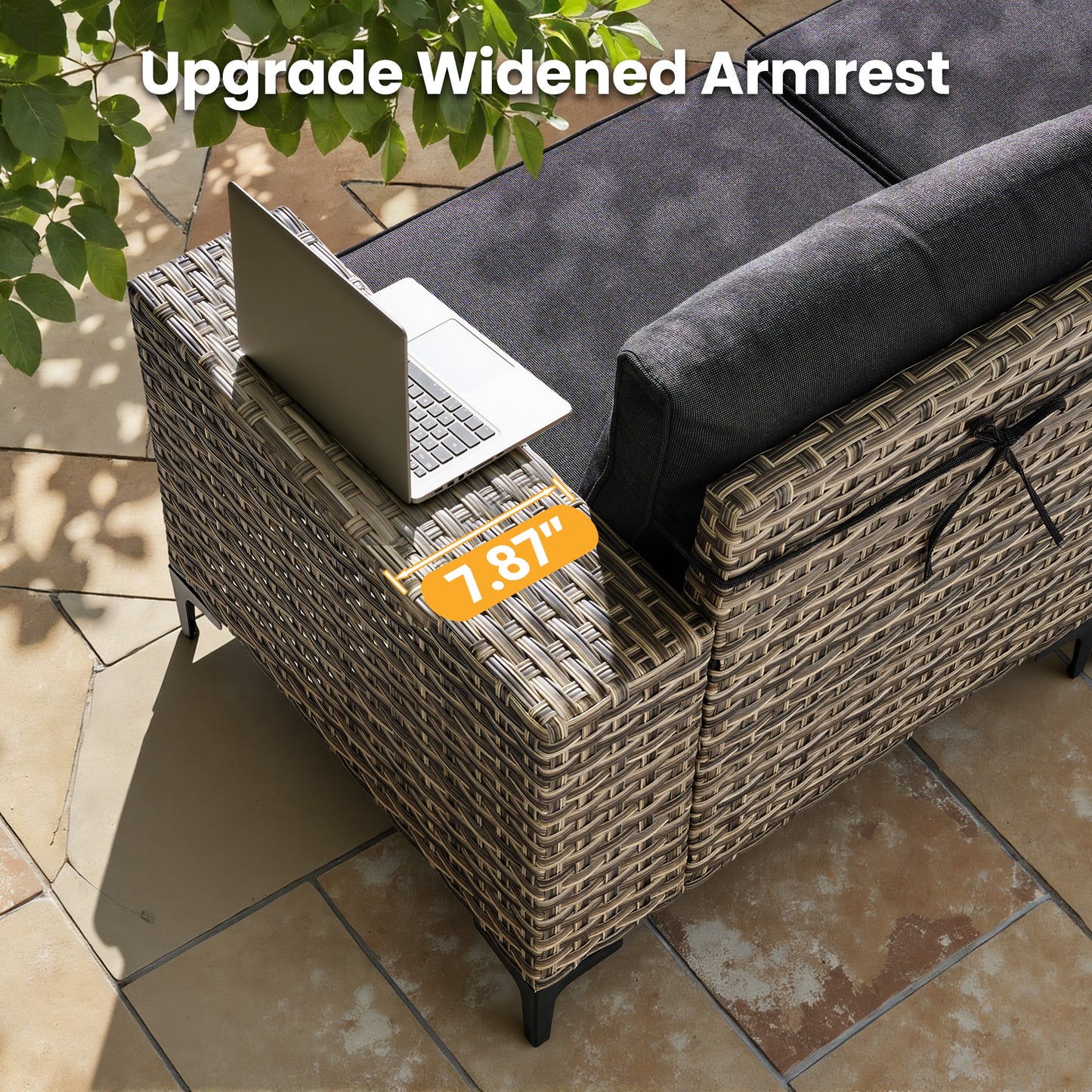 Vcatnet Outdoor Patio Furniture 5 Pieces Wicker Conversation Set Sectional Sofa with Coffee Table and Ottoman
