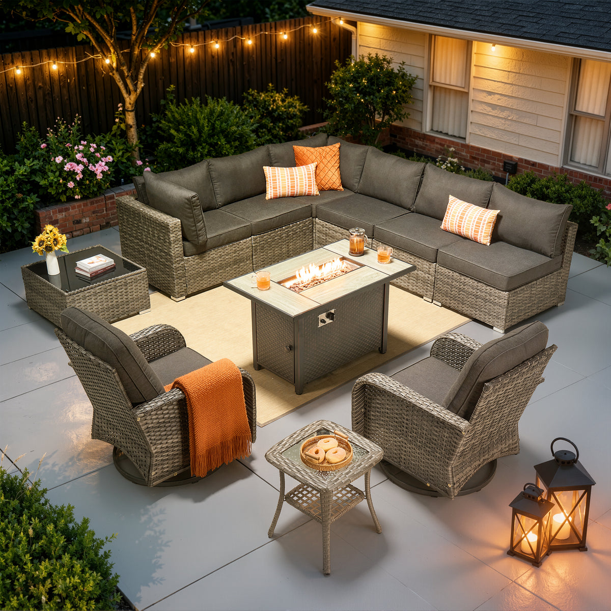 Vcatnet 7 Pieces Patio Furniture Outdoor Wicker Sectional Sofa Conversation Set for Outside with Coffee Table
