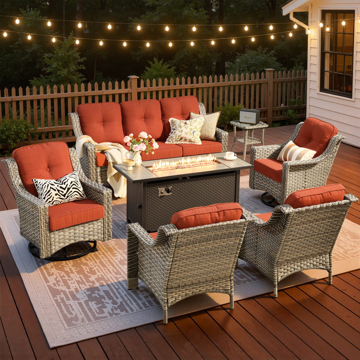 Vcatnet 4 Pieces Patio Outdoor Conversation Set High Back Wicker Rattan Furniture Outdoor Sectionals with Coffee Table
