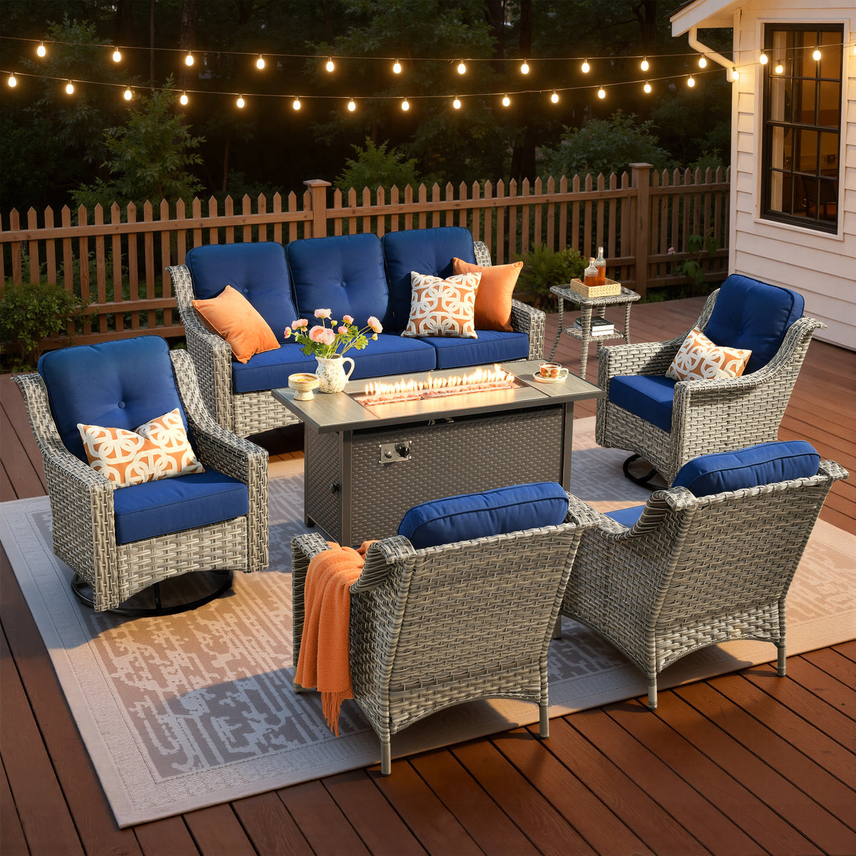 Vcatnet 4 Pieces Patio Outdoor Conversation Set High Back Wicker Rattan Furniture Outdoor Sectionals with Coffee Table