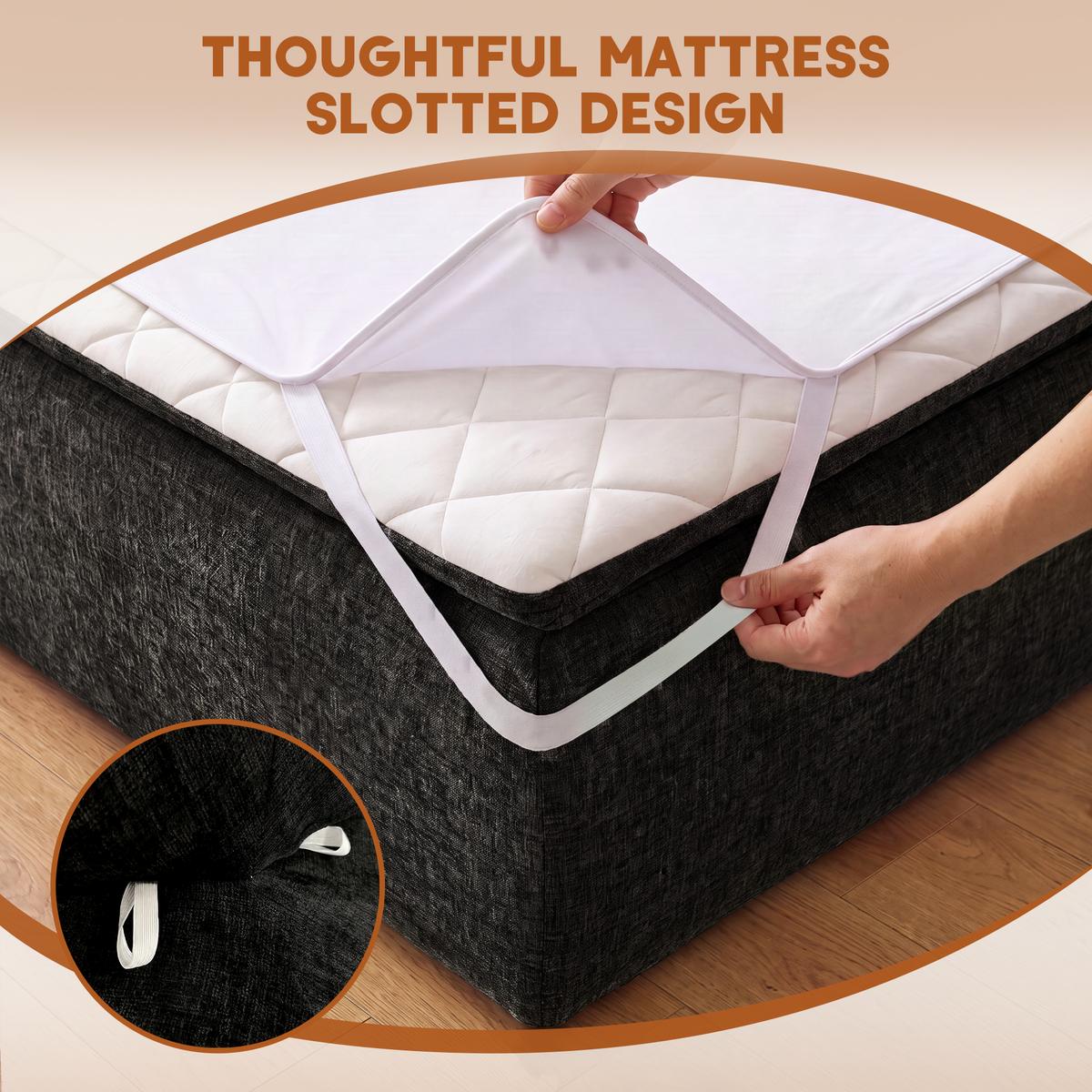 Vcatnet 16.7" Boneless Twin Size Bed with Mattress and Frame, 2-in-1 Chenille Platform Cloud Bed, No Assembly Bed and Mattress for Bedroom and Apartment