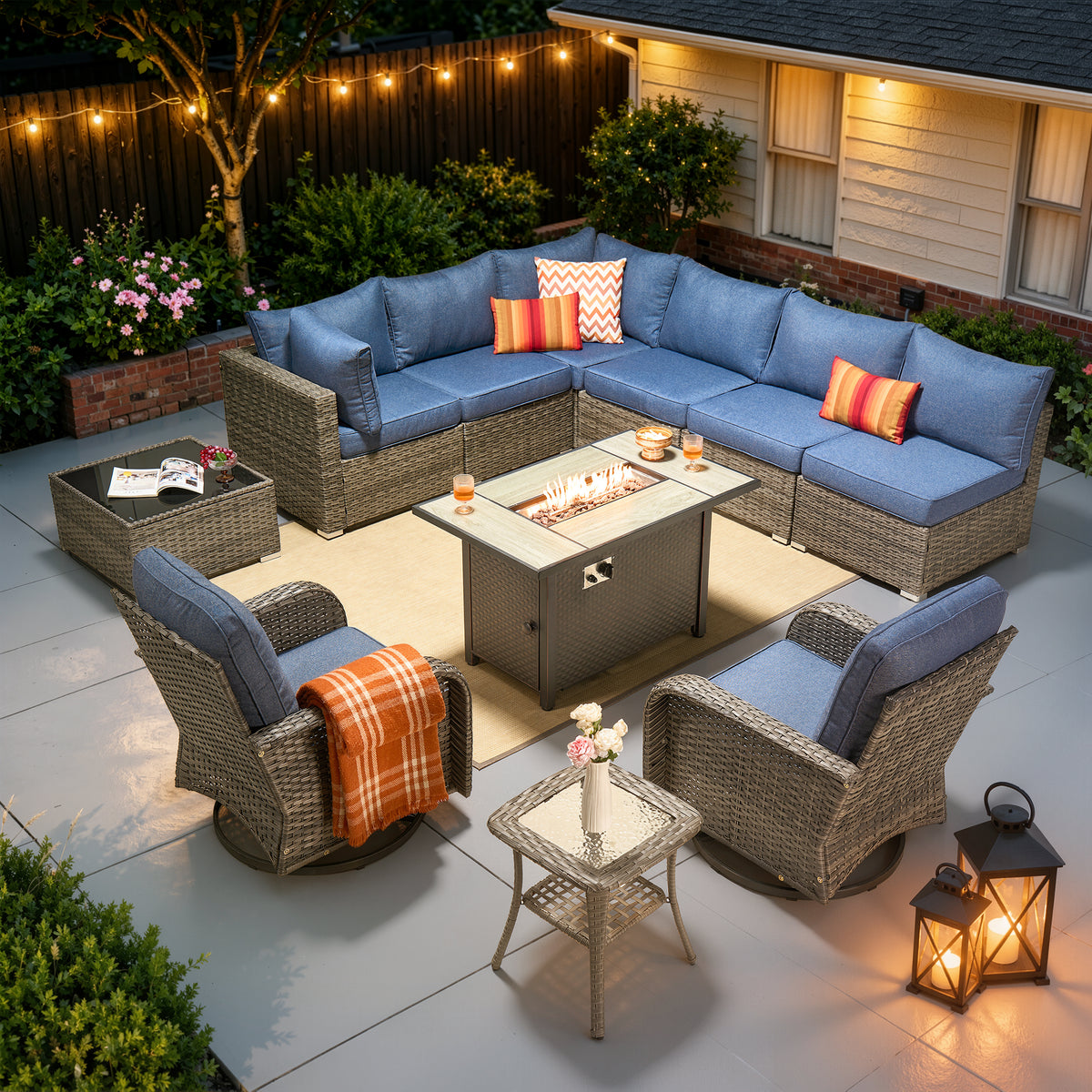 Vcatnet 7 Pieces Patio Furniture Outdoor Wicker Sectional Sofa Conversation Set for Outside with Coffee Table