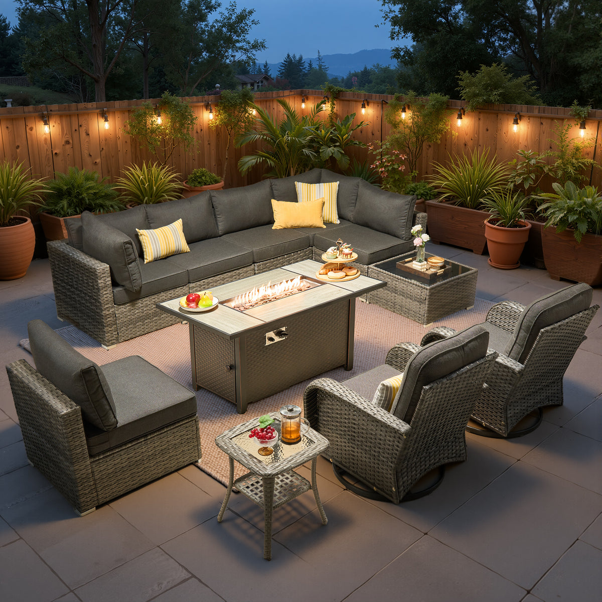 Vcatnet 7 Pieces Patio Furniture Outdoor Wicker Sectional Sofa Conversation Set for Outside with Coffee Table