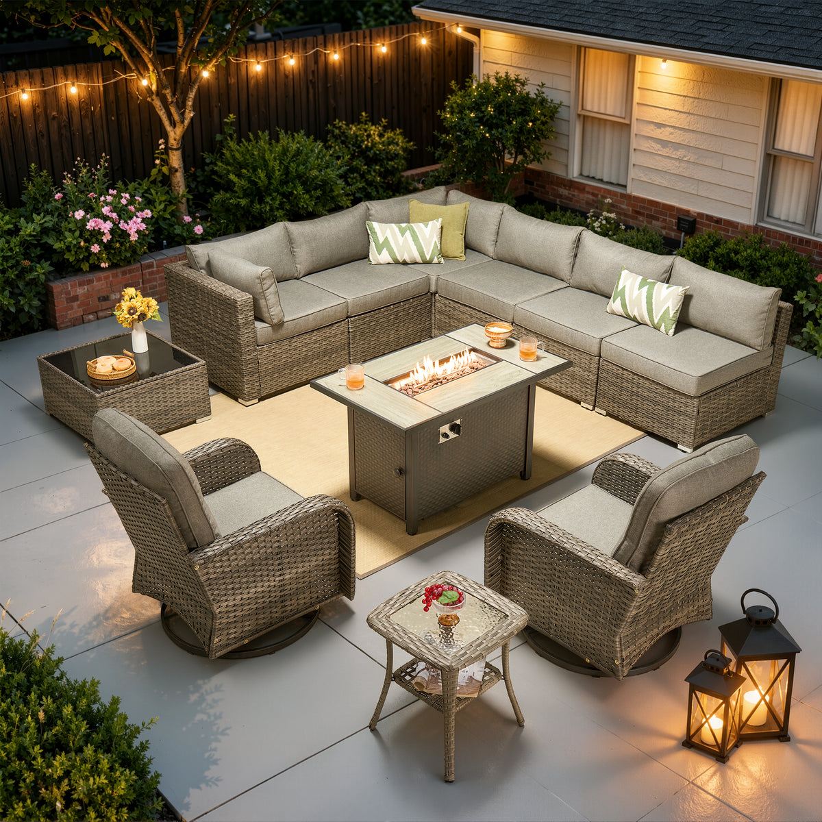 Vcatnet 7 Pieces Patio Furniture Outdoor Wicker Sectional Sofa Conversation Set for Outside with Coffee Table