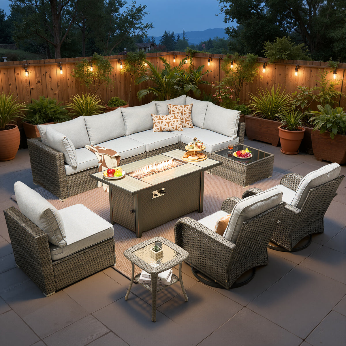 Vcatnet 7 Pieces Patio Furniture Outdoor Wicker Sectional Sofa Conversation Set for Outside with Coffee Table