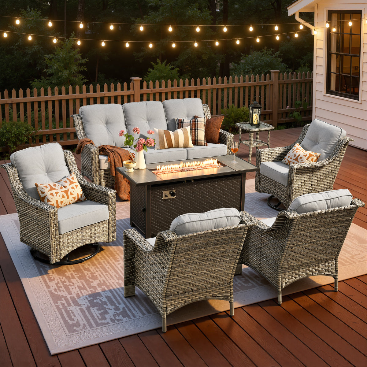 Vcatnet 4 Pieces Patio Outdoor Conversation Set High Back Wicker Rattan Furniture Outdoor Sectionals with Coffee Table