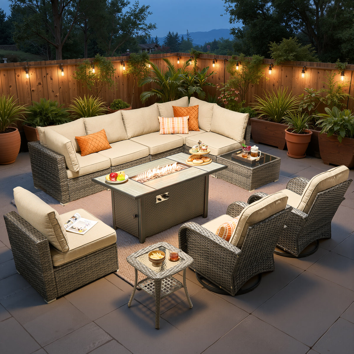 Vcatnet 7 Pieces Patio Furniture Outdoor Wicker Sectional Sofa Conversation Set for Outside with Coffee Table