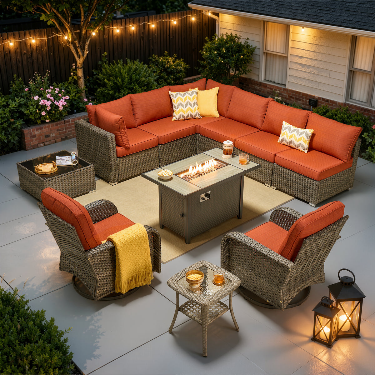 Vcatnet 7 Pieces Patio Furniture Outdoor Wicker Sectional Sofa Conversation Set for Outside with Coffee Table