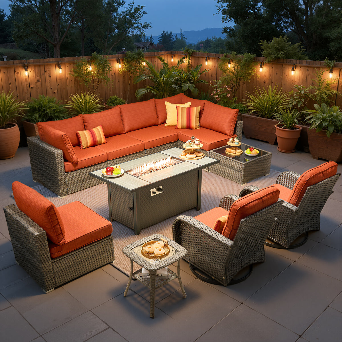 Vcatnet 7 Pieces Patio Furniture Outdoor Wicker Sectional Sofa Conversation Set for Outside with Coffee Table