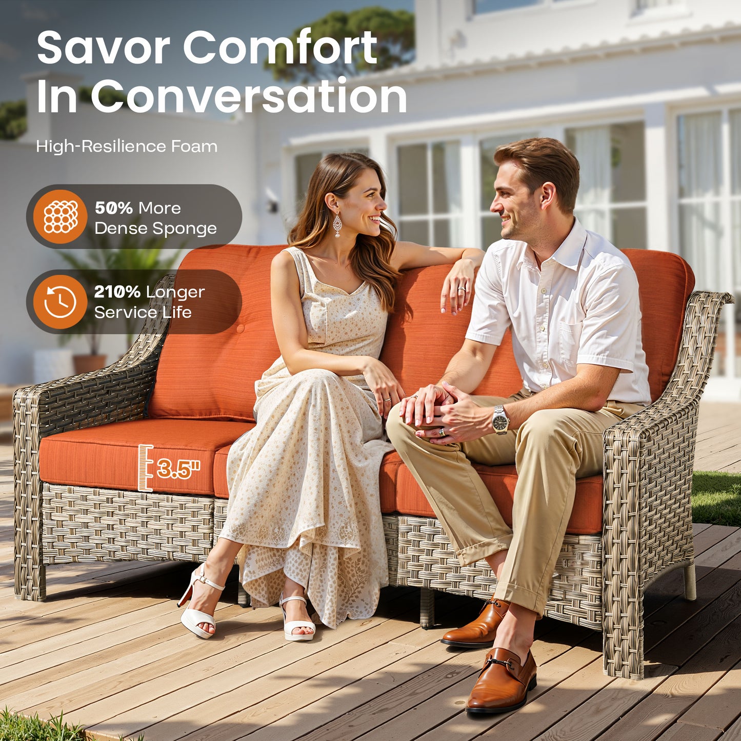 Vcatnet 4 Pieces Patio Outdoor Conversation Set High Back Wicker Rattan Furniture Outdoor Sectionals with Coffee Table