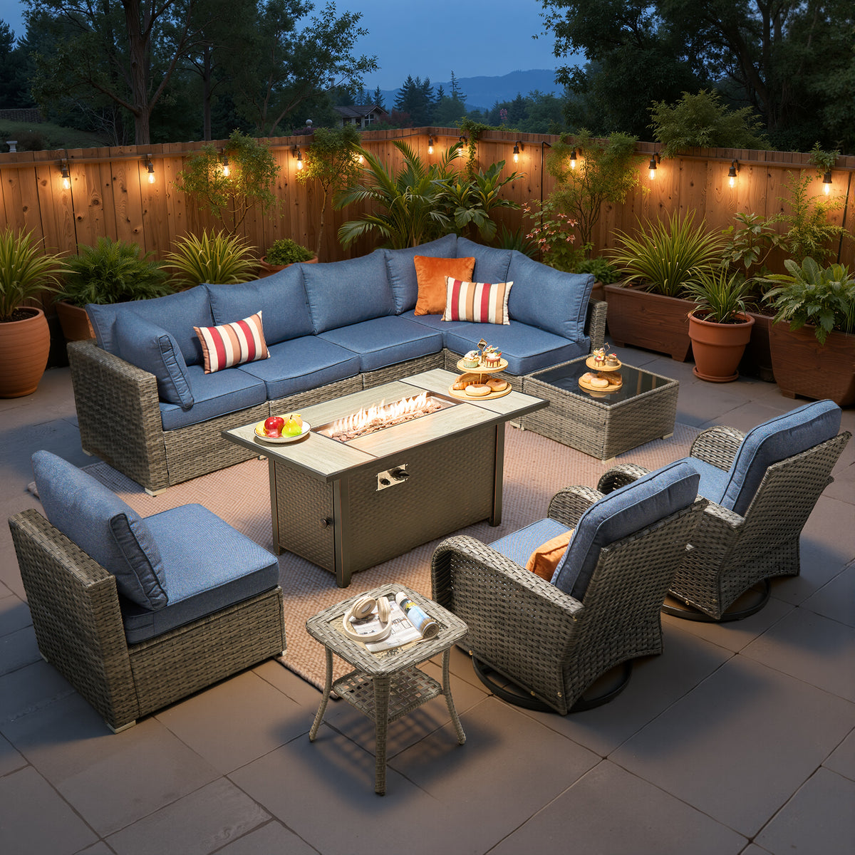 Vcatnet 7 Pieces Patio Furniture Outdoor Wicker Sectional Sofa Conversation Set for Outside with Coffee Table