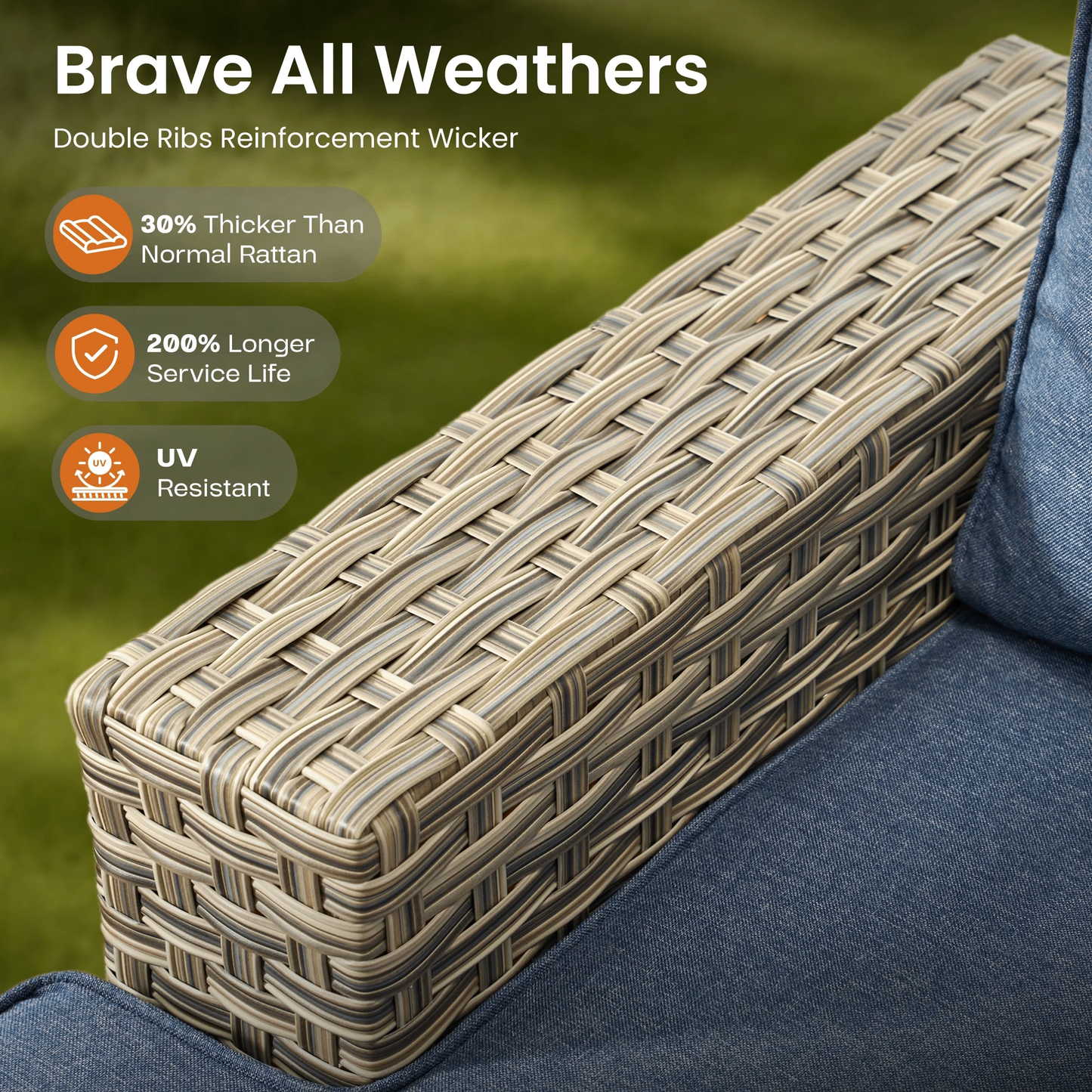 Vcatnet 7 Pieces Outdoor Patio Furniture Sectional Sofa Wicker Conversation Set with Ottomans