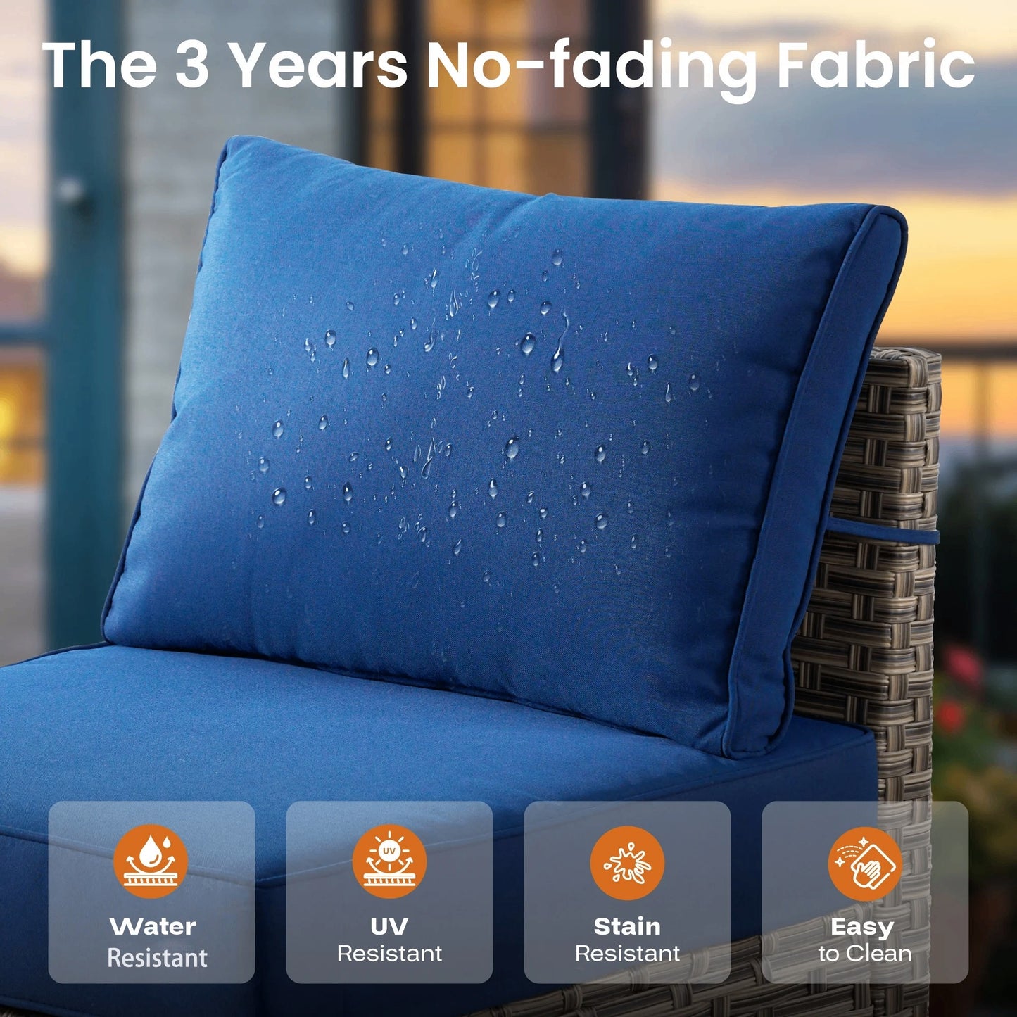 Vcatnet 8 Pieces Outdoor Patio Furniture Sectional Sofa PE Rattan Wicker Conversation Set with Solar Powered Coffee Table for Porch, Backyard