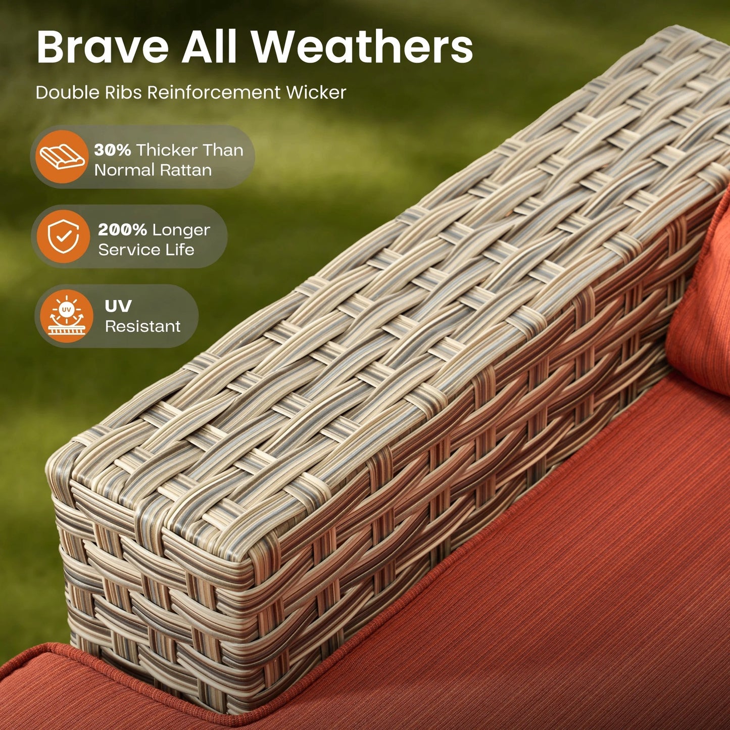Vcatnet 7 Pieces Outdoor Patio Furniture Sectional Sofa Wicker Conversation Set with Ottomans